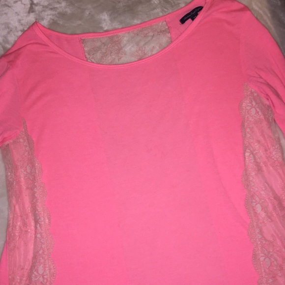 AEO Pink Long sleeved top with lace accents - Picture 7 of 7